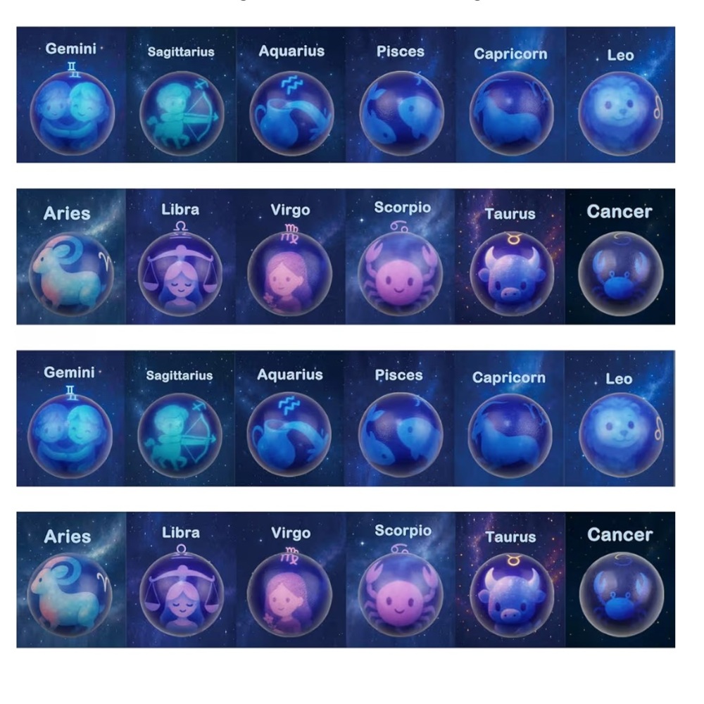Zodiac Twelve Constellations Slow Rising Squishies Cards Galaxy Stress Balls nwt
